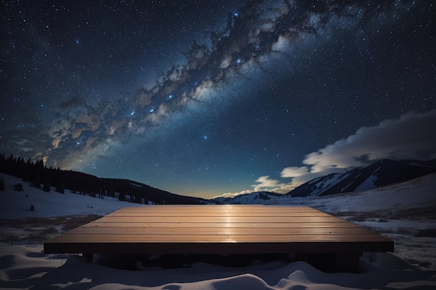 Tabla contra un cielo nocturno estrellado