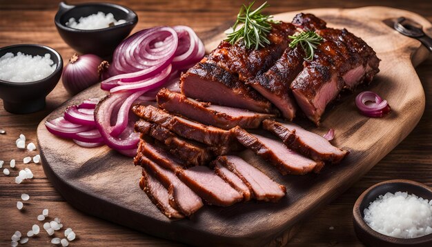 una tabla de cortar con una bandeja de comida que dice el mejor filete