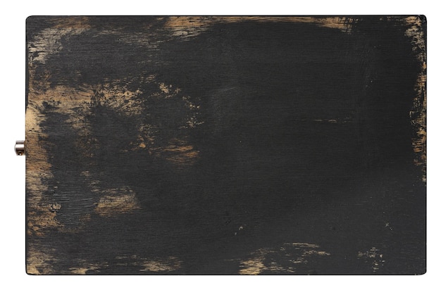 Tabla de cortar de cocina de roble de madera rectangular negra vacía Vista superior de fondo blanco