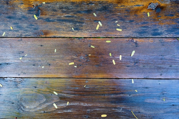 Tabla de cortar de madera rayada marrón con varias hojas