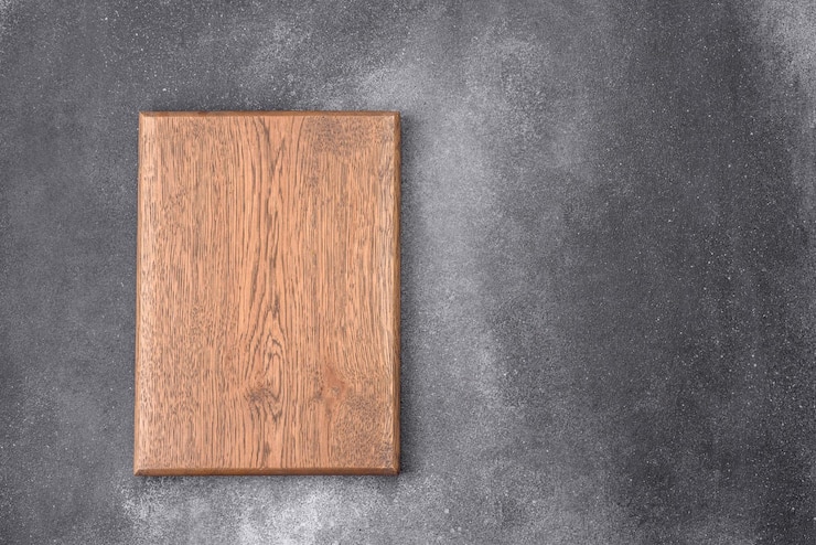 Foto tabla de cortar de madera vacía uso de cocina
