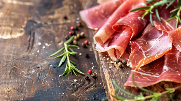 una tabla de cortar con varias piezas de carne y especias en ella