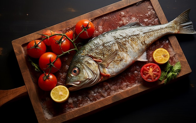 Tabla de corte con pescado y tomates Vea 5