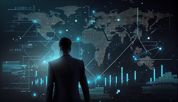 Tabla de crecimiento empresarial Mapa global económico del mundo