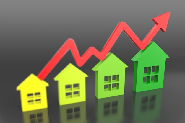 Tabla de crecimiento inmobiliario. Representación 3D