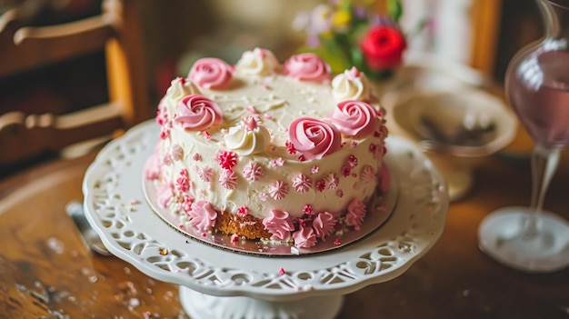 Tabla de cumpleaños o barra de caramelos con dulces Pastel de cumpleañas y pasteles hermosa celebración de la fiesta