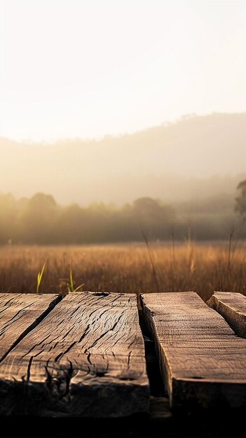 Foto una tabla de madera con un campo