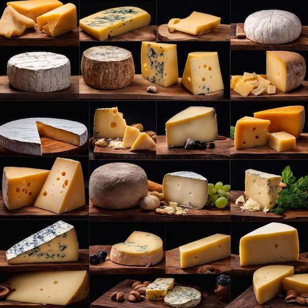 Foto tabla de madera con diferentes tipos de queso delicioso en la mesa