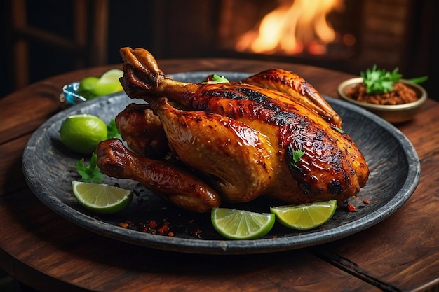 Foto tabla de madera muy elegante ayam bakar