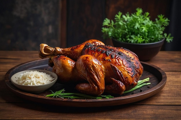 Foto tabla de madera muy elegante ayam bakar