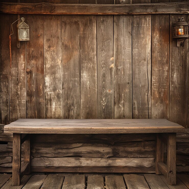 Tabla de madera rústica en una pared de madera envejecida