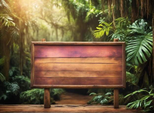 Tabla de madera vacía en el bosque de la jungla tablas de madera con espacio para copiar