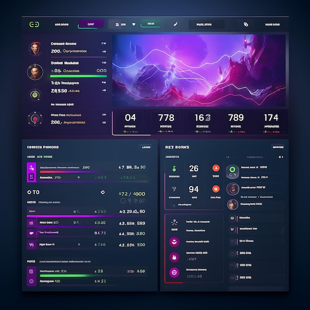 Foto tabla de mando web estadísticas de jugadores de juegos clasificaciones de tabla de clasificación y en el juego un concepto idea diseño arte