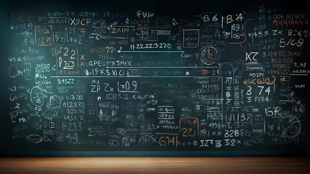 Foto tabla negra con matemáticas y ciencias