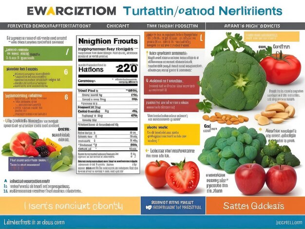 Foto una tabla nutricional con una variedad de frutas y verduras y una lista de nutrientes