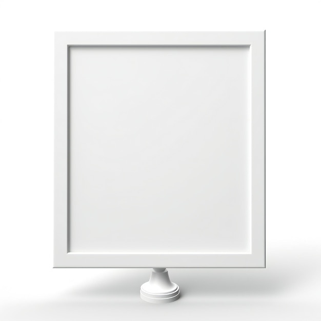 Tabla o cartel blanco vacío sobre un fondo blanco