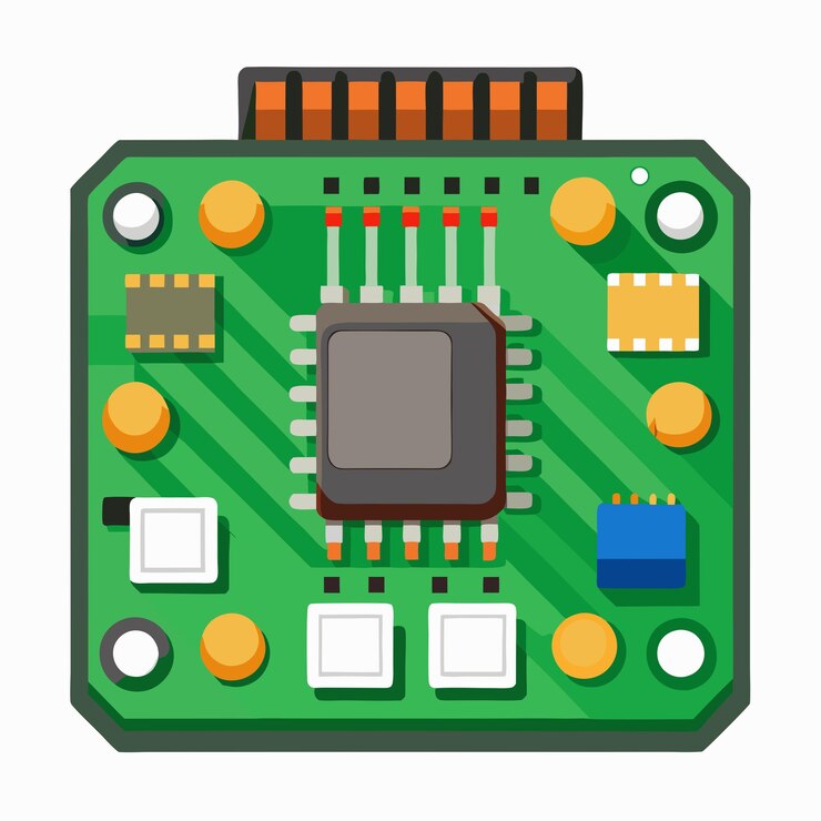 Foto tabla de pcb de alta calidad aislada en un fondo transparente para ilustraciones técnicas