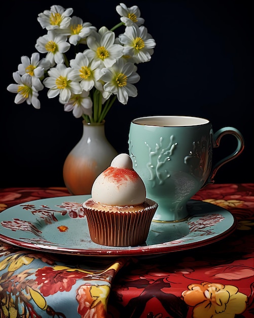 Foto tabla de planchar para pasteles de café de colores brillantes