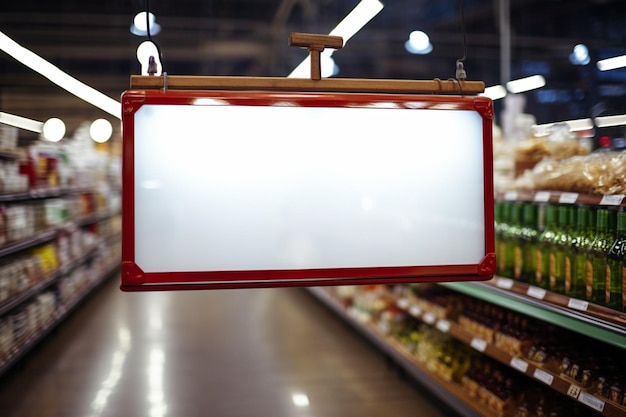 Tabla de precios en blanco Tabla de publicidad en un supermercado o restaurante.