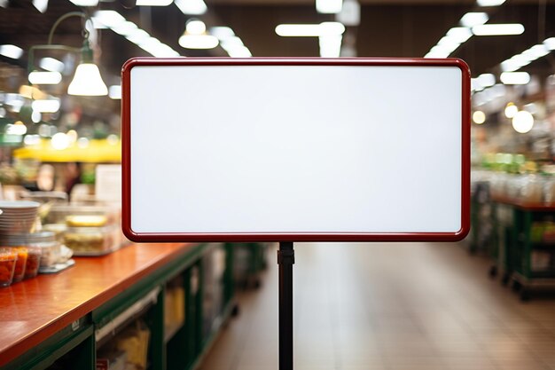 Foto tabla de precios en blanco tabla de publicidad en un supermercado o restaurante.