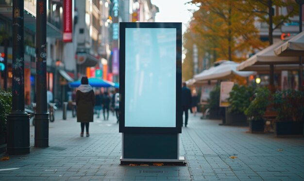 Foto tabla publicitaria en blanco en la calle de la ciudad