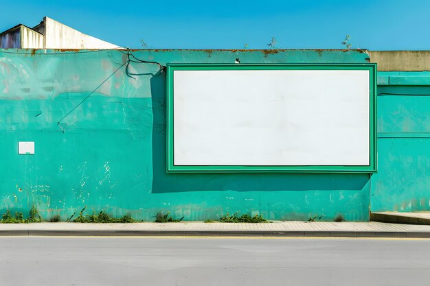 Tabla publicitaria en blanco en la carretera con fondo de cielo azul para la publicidad