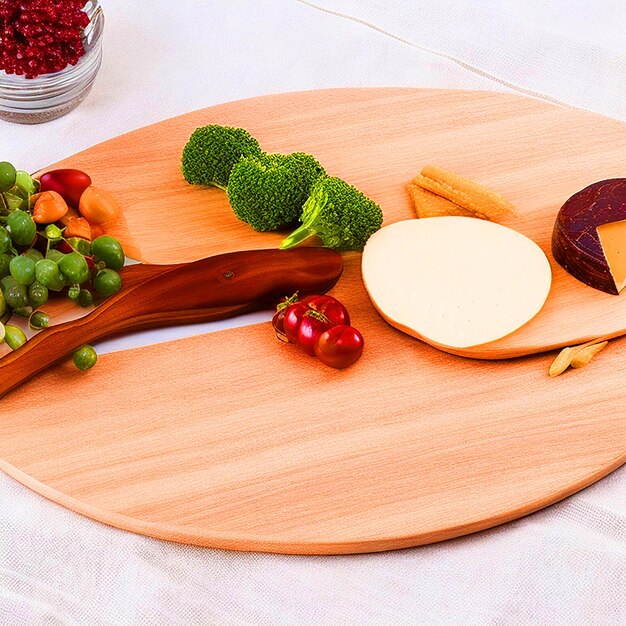 Foto tabla de queso de madera de forma curva