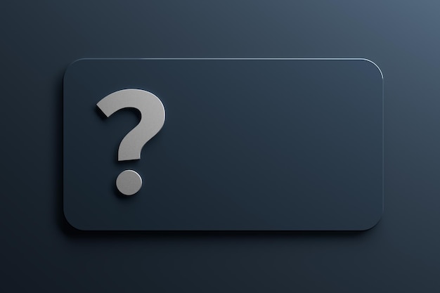 Tabla con signo de pregunta como signo de cuestión y espacio libre para su diseño 3d Rendering