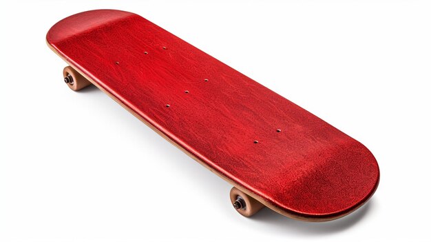 Tabla de skate roja aislada sobre fondo blanco Ai generativo