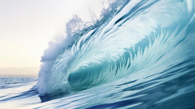 Tabla de surf en el barril de una ola