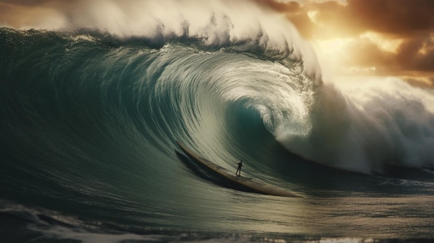 Tabla de surf en olas grandes