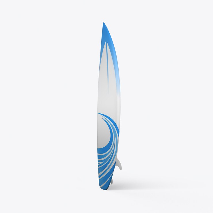 tabla de surf en una pared blanca