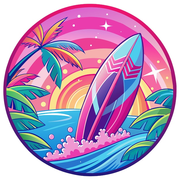Una tabla de surf rosa