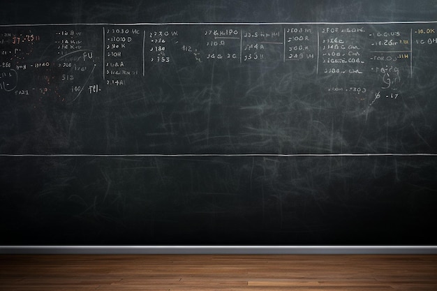 Tabla de tiza con inscripciones matemáticas blancas