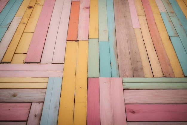 Foto tablas de madera coloridas de textura o fondo pastel