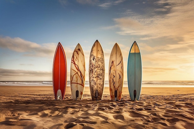 Tablas de surf en la playa