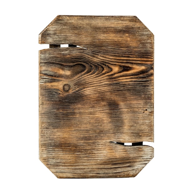 Tablero de cocina de madera natural usado rectangular aislado en un fondo blanco