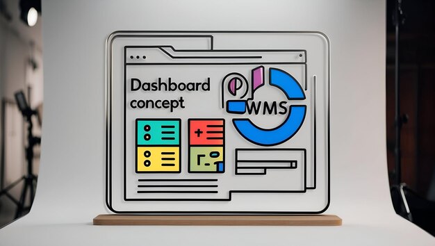 Tablero de control profesional de íconos planos 3D y análisis de inventario de informes WMS estilo de dibujos animados de Doodle