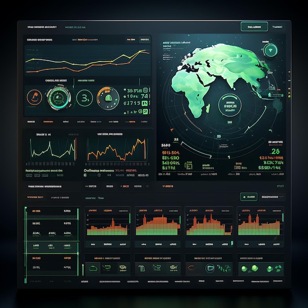 Tablero de control web Simulador de comercio Tablero de control con entorno de comercio virtual Concepto Idea Diseño Arte