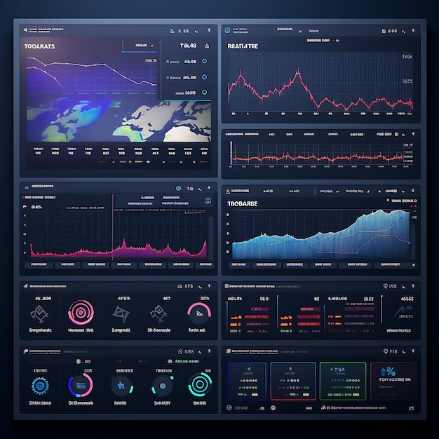 Tablero de control web Tablero de control de comercio algorítmico con rendimiento de algoritmos y concepto Arte de diseño de ideas