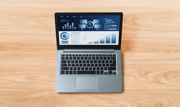 Foto el tablero de datos de negocios proporciona análisis de inteligencia de negocios con comodidad