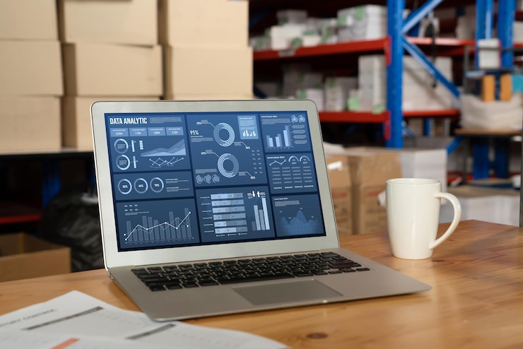 Foto el tablero de datos de negocios proporciona análisis de inteligencia de negocios con comodidad