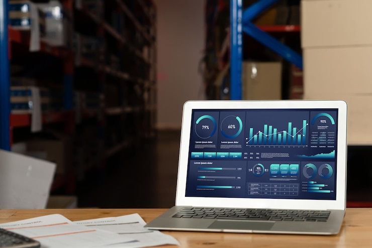 Foto el tablero de datos de negocios proporciona análisis de inteligencia de negocios con comodidad