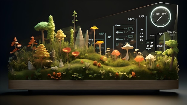 Un tablero digital con intrincados elementos del bosque