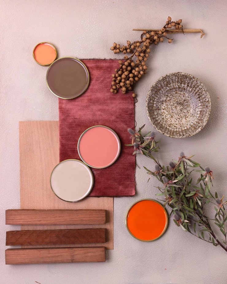 Foto tablero de estado de ánimo de la paleta de colores para el diseño y la decoración de interiores