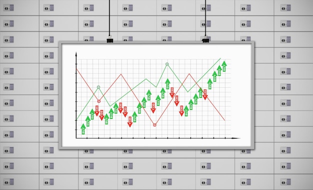 Tablero con gráfico de cotizaciones de dibujo