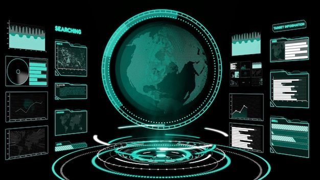 Tablero de interfaz de usuario futurista para el análisis de grandes datos en el gráfico de información