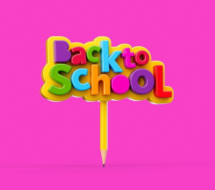 Foto tablero de letrero de regreso a la escuela hecho con lápiz sobre fondo rosa ilustración 3d