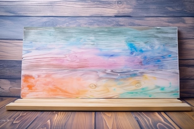 Tablero de madera con colores pastel de fondo de acuarela