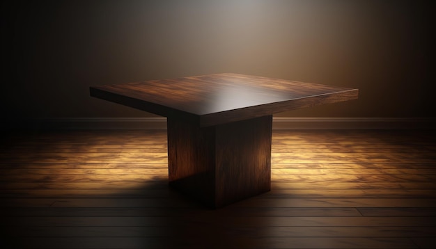 Tablero de madera y mesa de madera, para exhibición de productos y merchandising. IA generativa.